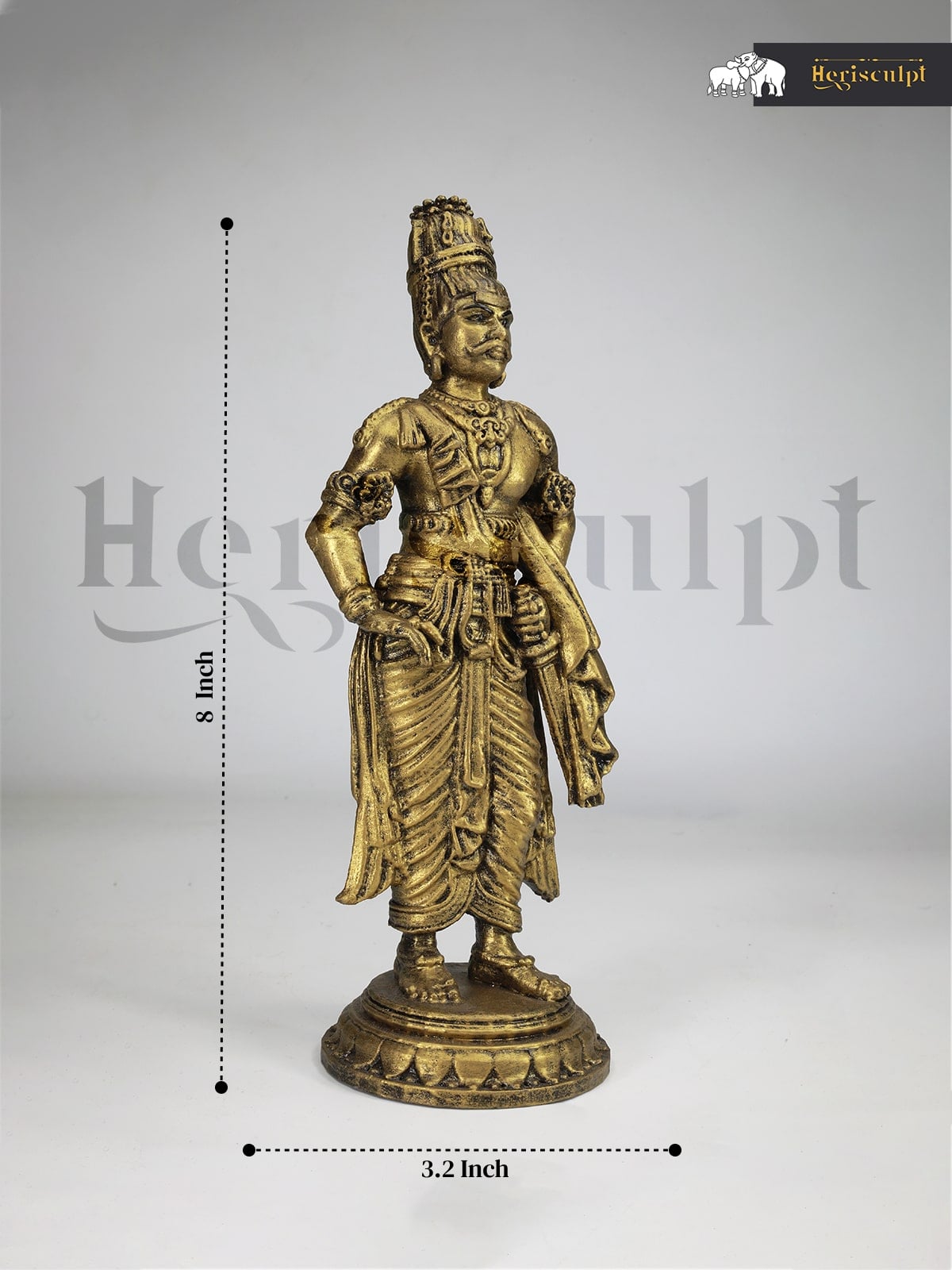 Thanjavur Rajaraja Cholan Eco Plastic 8 inch Antique Gold