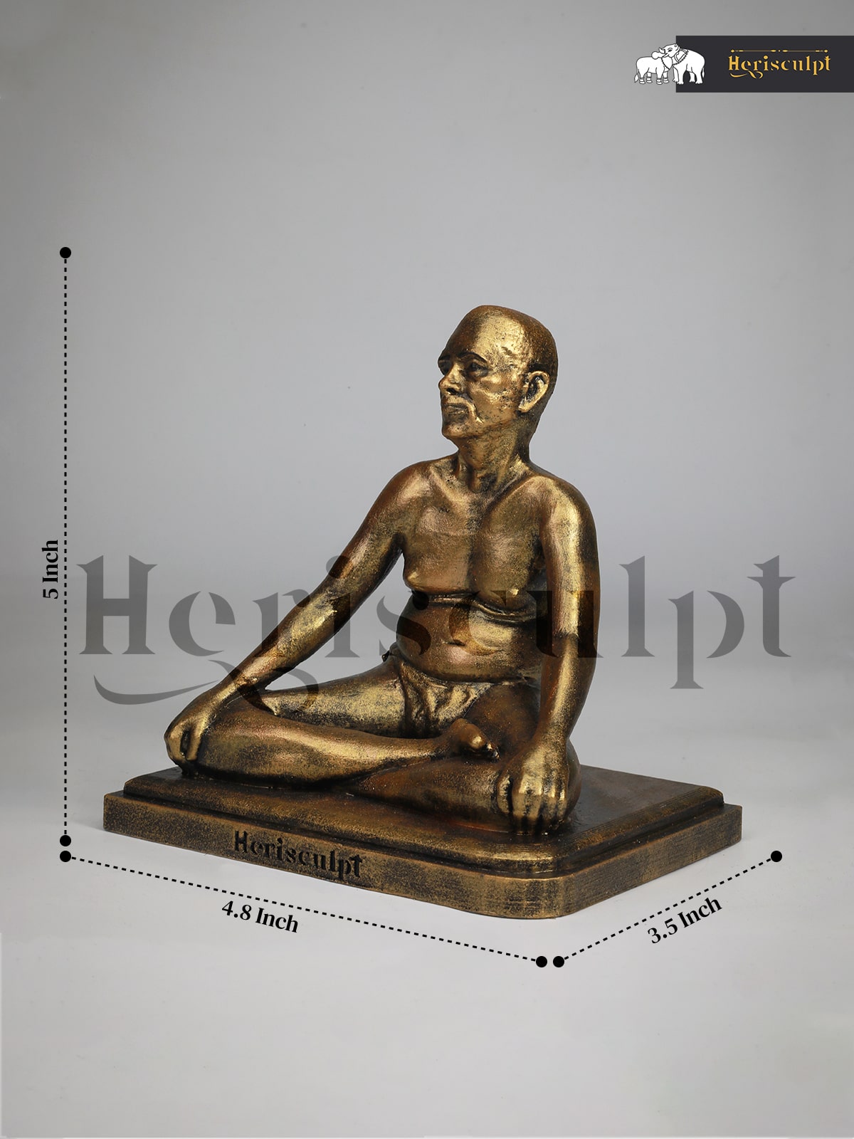 Ramana Maharishi Statue Eco Plastic 5 inch Antique Gold